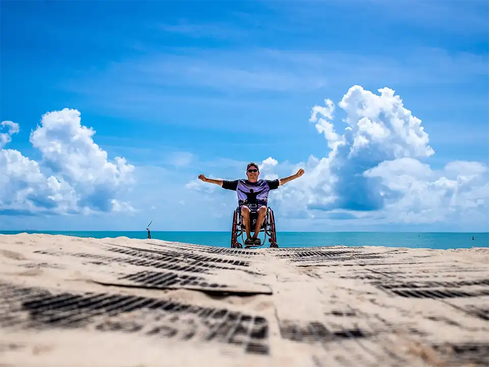 A traveller with a disability enjoying an accessible trip in Sri Lanka