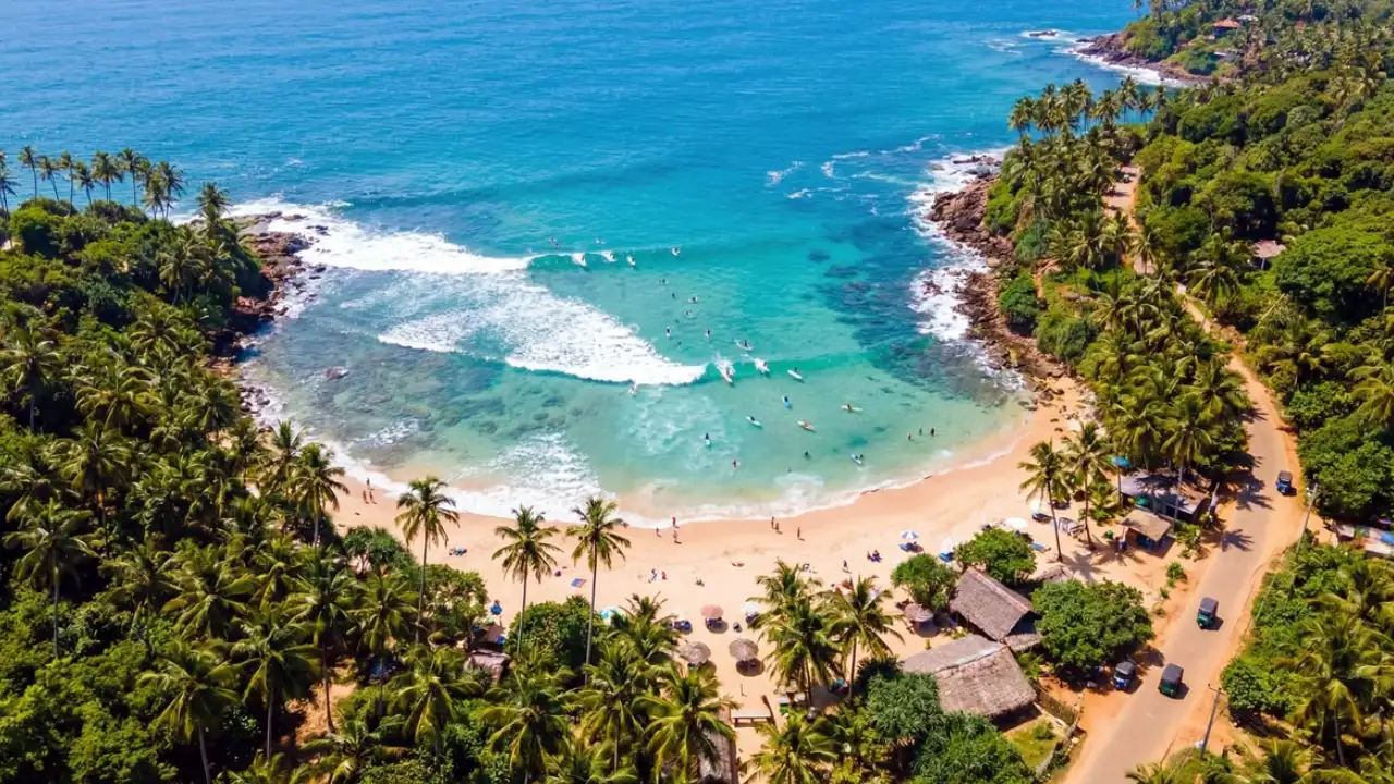 Hiriketiya beach destination and tropical surf bay in Sri Lanka