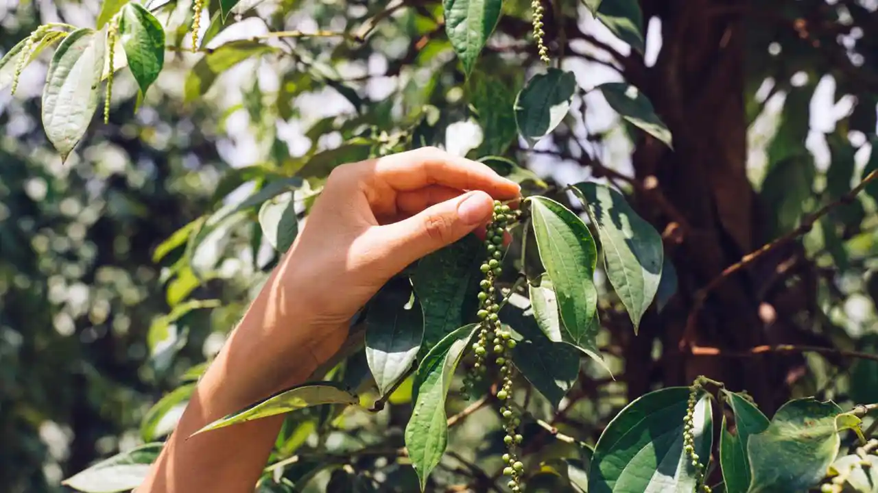 Sri Lanka spice garden with tropical plants and traditional spices