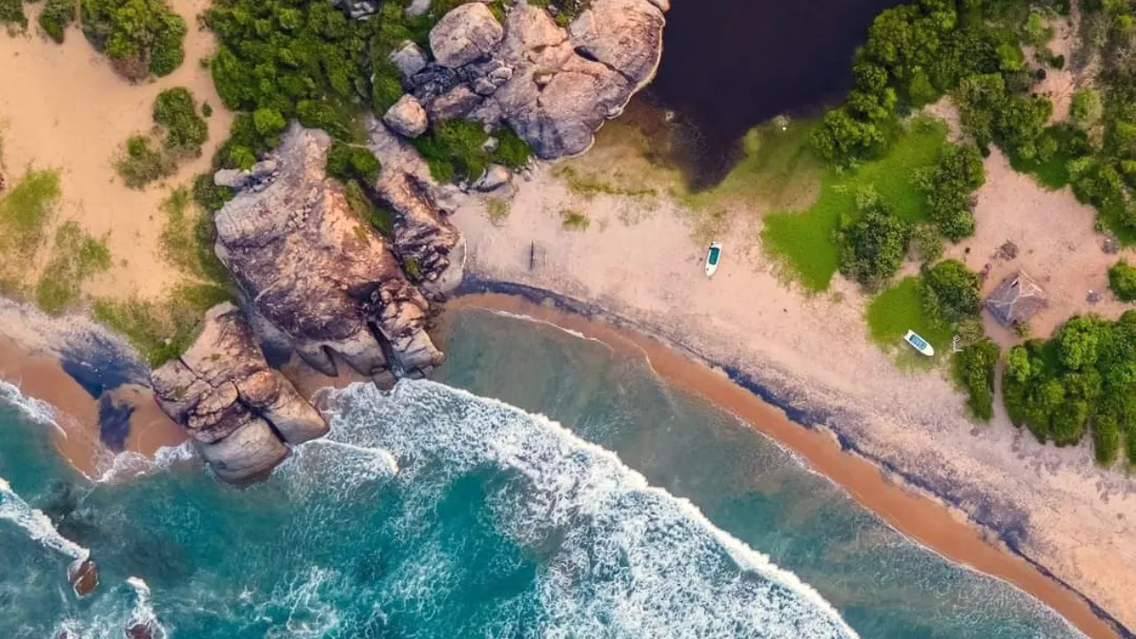 Untouched beach and lagoon landscape in Panama, Sri Lanka