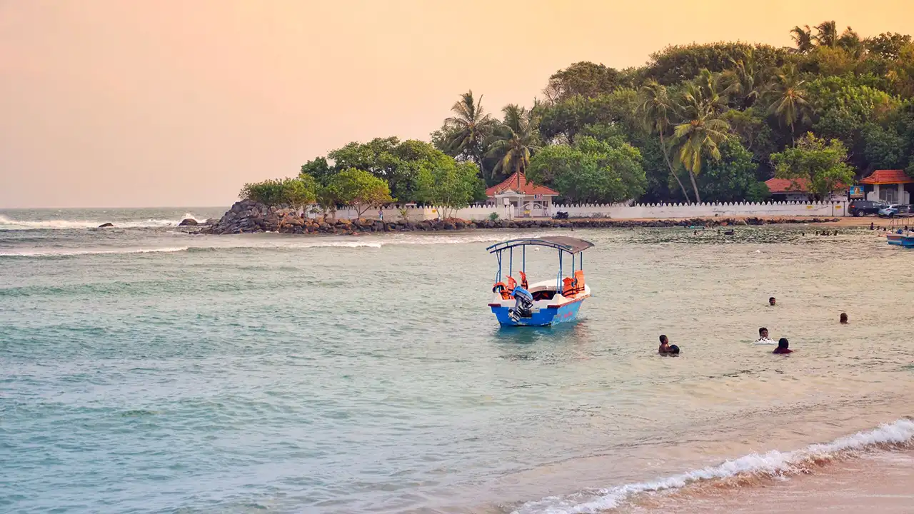 Shore-accessible reef surf break in Arugam Bay, Sri Lanka