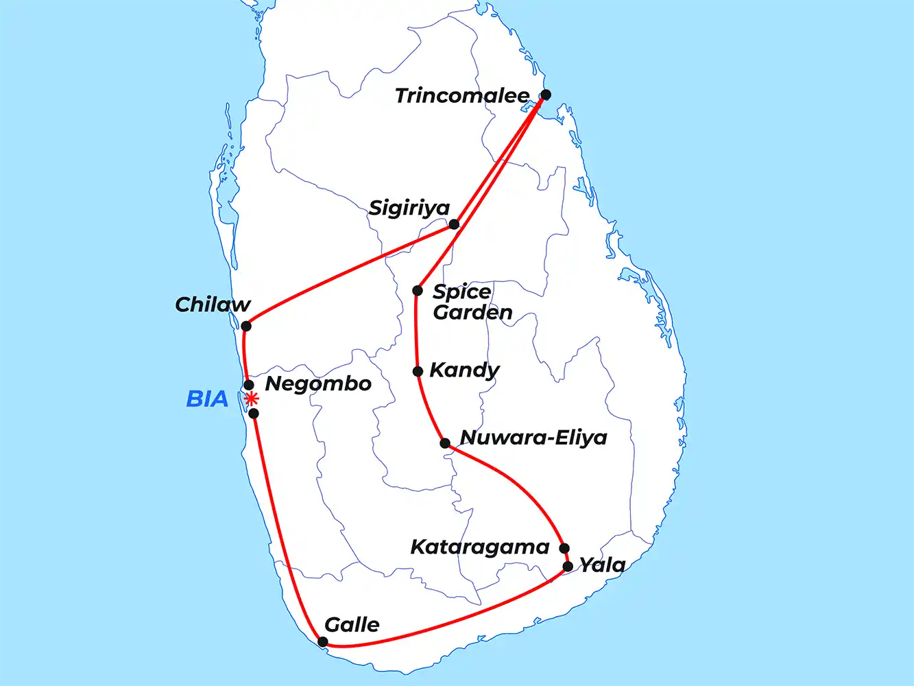 Map of the Ramayana Legend Trail route