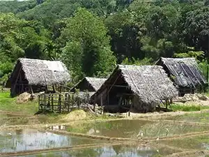 Traditional gem mine in Sri Lanka showing traditional gemstone mining methods in Ratnapura